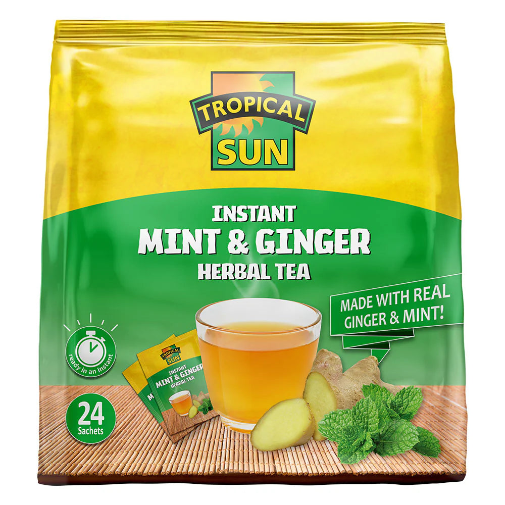 Tropical Sun Instant Mint & Ginger Herbal Tea 24 bags Pack of 15