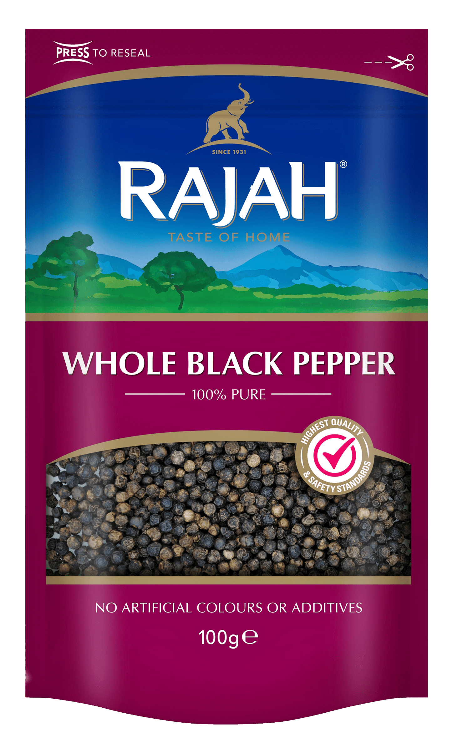 Rajah Whole Black Pepper 10 x 100g