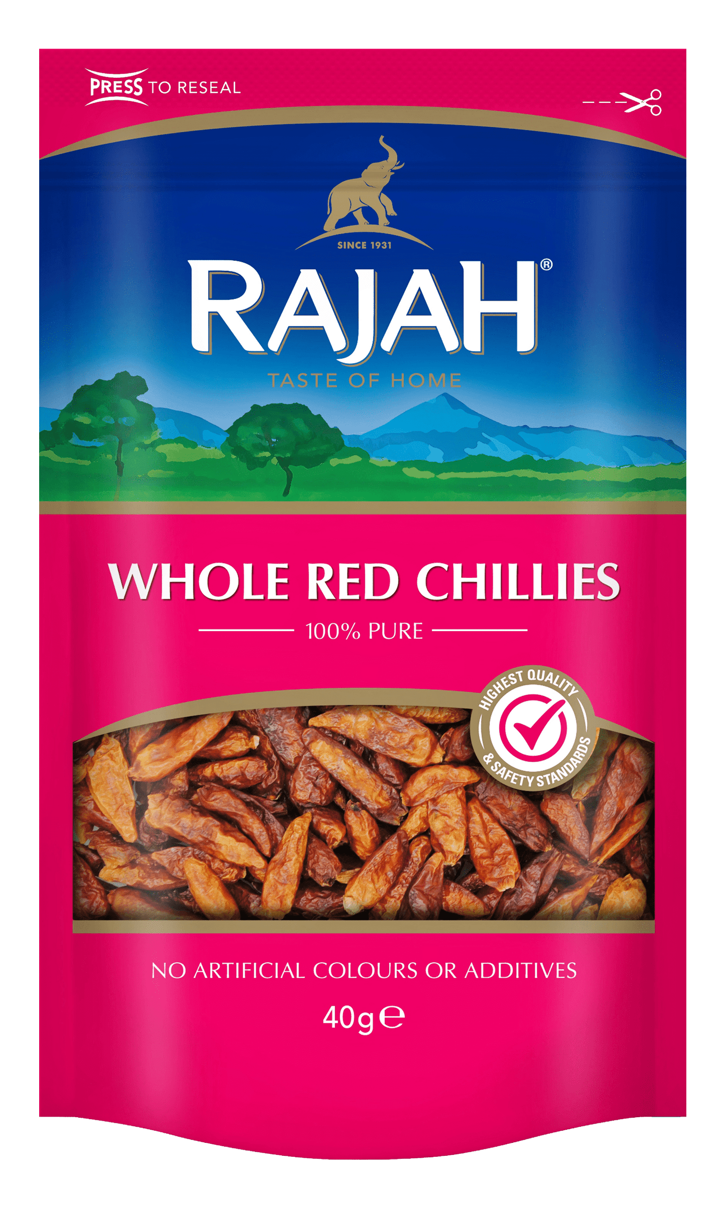 Rajah Whole Red Chillies 10 x 40g